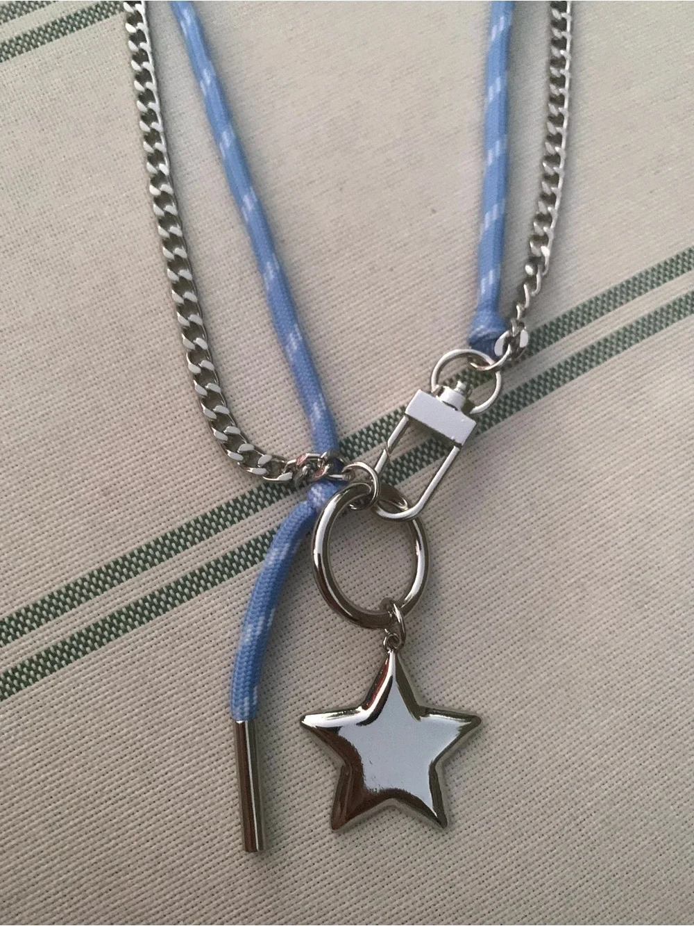 NWT No Boundaries Silver & Light Blue Star Charm Necklace/bag charm